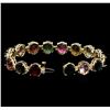 Image 3 : 35.00ctw Multi-Color Tourmaline and Diamond Bracelet - 14KT Yellow Gold