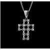 Image 1 : 14KT White Gold 0.75ctw Diamond Cross Pendant With Chain
