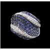 Image 2 : 10KT White Gold 2.71ctw Blue and White Sapphire Ring