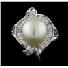 Image 2 : Pearl and Diamond Ring - 18KT White Gold