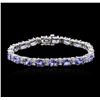 14KT White Gold 14.82ctw Tanzanite and Diamond Bracelet