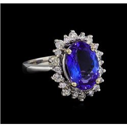 4.67ct Tanzanite and Diamond Ring - 14KT White Gold