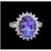 Image 2 : 7.02ct Tanzanite and Diamond Ring - 14KT White Gold