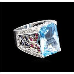 20.00ct Multi Gemstone and Diamond Ring - 14KT White Gold