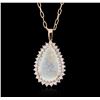 14KT Rose Gold 6.23ct Opal and Diamond Pendant With Chain