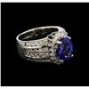 Image 1 : 3.20ct Tanzanite and Diamond Ring - 14KT White Gold