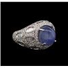 Image 2 : GIA Cert 8.75ct Star Sapphire and Diamond Ring - 18KT White Gold