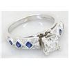 Image 7 : 1.22ctw Diamond and Sapphire Ring - 14KT White Gold