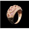 Image 3 : 14KT Rose Gold 3.85ct Pink Opal and Diamond Ring
