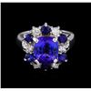 Image 2 : 3.65ct Tanzanite, Sapphire and Diamond Ring - 14KT White Gold