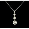 Image 1 : 1.06ctw Diamond Pendant With Chain - 14KT White Gold