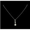 Image 2 : 1.06ctw Diamond Pendant With Chain - 14KT White Gold