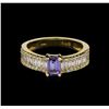 Image 2 : 0.55ct Tanzanite and Diamond Ring - 14KT Yellow Gold