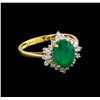 Image 1 : 2.18ct Emerald and Diamond Ring - 14KT Yellow Gold