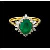 Image 2 : 2.18ct Emerald and Diamond Ring - 14KT Yellow Gold