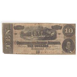 1864 $10 Confederate States of America Bank Note