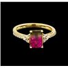 Image 2 : 1.57ct Tourmaline and Diamond Ring - 14KT Yellow Gold