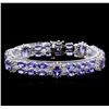 Image 1 : 24.48ctw Tanzanite and Diamond Bracelet - 14KT White Gold