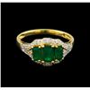 Image 2 : 1.16ctw Emerald and Diamond Ring - 14KT Yellow Gold