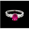 Image 2 : 1.18ct Pink Tourmaline and Diamond Ring - 14KT White Gold