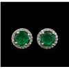 Image 1 : 2.15ctw Emerald and Diamond Earrings - 14KT White Gold