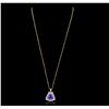Image 2 : 14KT Yellow Gold 6.84ct Tanzanite and Diamond Pendant With Chain