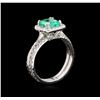 Image 3 : 1.09ct Emerald and Diamond Ring - 14KT White Gold