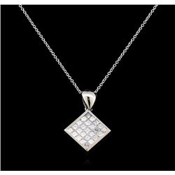 1.28ctw Diamond Pendant With Chain - 14KT White Gold