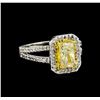 Image 1 : 1.90ctw Fancy Light Yellow Diamond Ring - 14KT Two-Tone Gold