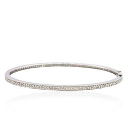 14KT White Gold 1.01ctw Diamond Bangle Bracelet