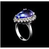 Image 4 : 11.11ct Tanzanite and Diamond Ring - 14KT White Gold