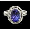 Image 2 : 14KT White Gold 3.57ct Tanzanite and Diamond Ring