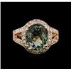 Image 1 : 3.90ct Tourmaline and Diamond Ring - 14KT Rose Gold