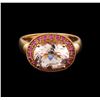 Image 2 : 3.04ct Morganite and Pink Sapphire Ring - 14KT Rose Gold