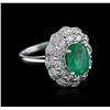 Image 1 : 14KT White Gold 2.23ct Emerald and Diamond Ring