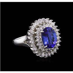 2.21ct Tanzanite and Diamond Ring - 14KT White Gold