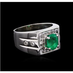 1.38ct Emerald and Diamond Ring - 18KT White Gold