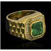 Image 1 : 4.80ct Emerald and Diamond Ring - 18KT Yellow Gold