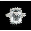 Image 2 : 14KT White Gold 7.95ct Aquamarine and Diamond Ring