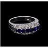 Image 1 : 1.20ctw Sapphire and Diamond Ring - 14KT White Gold