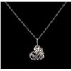 Image 1 : 0.06ctw Ruby, Sapphire and Diamond Heart Pendant - 14KT White Gold