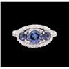 Image 2 : 1.27ct Tanzanite, Sapphire and Diamond Ring - 14KT White Gold