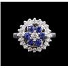 Image 2 : 14KT White Gold 0.72ctw Sapphire and Diamond Ring