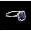 Image 1 : 2.80ct Blue Sapphire and Diamond Ring - 14KT White Gold