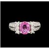 Image 2 : 1.75ct Pink Sapphire and Diamond Ring - 14KT White Gold