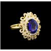 Image 1 : 4.12ct Tanzanite and Diamond Ring - 14KT Yellow Gold