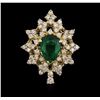 Image 2 : 14KT Yellow Gold 1.82ct Emerald and Diamond Ring