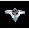 Image 2 : Platinum 2.59ct Aquamarine and Diamond Ring