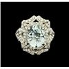 Image 2 : 4.03ct Aquamarine and Diamond Ring - 14KT White Gold