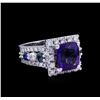 5.14ct Tanzanite, Sapphire and Diamond Ring - 14KT White Gold